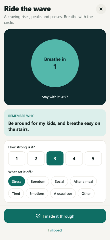 Craving SOS breathing guide